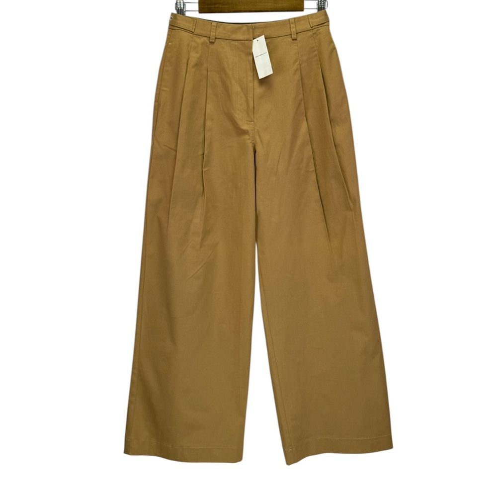 Abercrombie & Fitch Women Wide Leg Pleated Trouser‎ Side Buckle Pants Tan 26R